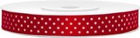 Merkloos PartyDeco Satijn Lint Rood Stip 12mm 25m