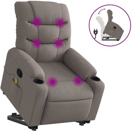 vidaXL Sta-op-massagestoel verstelbaar stof taupe