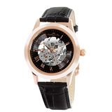 Lindberg and Sons herenhorloge goud met leren armband zwart skelethorloge analoog mannenhorloge herenhorloge SK14H014