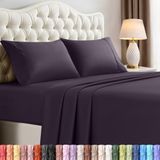 Utopia Bedding Kingsize lakenset - 4-delig beddengoed - geborsteld microvezel - krimp- en vervagingsbestendig - gemakkelijk te onderhouden (kingsize, paars)