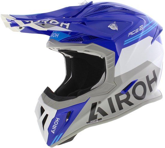 Airoh Aviator Ace 2 crosshelm Fury glans blauw wit grijs
