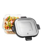 GEFU 12757 Boîte de conservation Carré Contenant 0,8 l Noir, Transparent