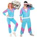 Widmann 9888T Volwassenen Jaren 80 Trainingspak Kostuum, Maat: XL, Blauw, Paars en Roze