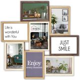 HAES deco - Houten Multi Fotolijst Alvesta - Bruin - 8 foto's 10x15 cm - 44 x 44 cm - MP160