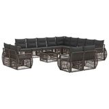 vidaXL Tuinbankenset 14 st Grijs en Donkergrijs poly rattan
