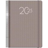 Dohe Agenda 2025, Portugees, één dag per pagina DIN A5 (14 x 20 cm), 12 maanden januari tot december, ringsluiting, jaarplanner, kantoorbenodigdheden, Porto bruin