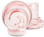Golden assiettes de restaurant – set de vaisselle de 12 pièces – céramique marbre rose – pour 4 personnes