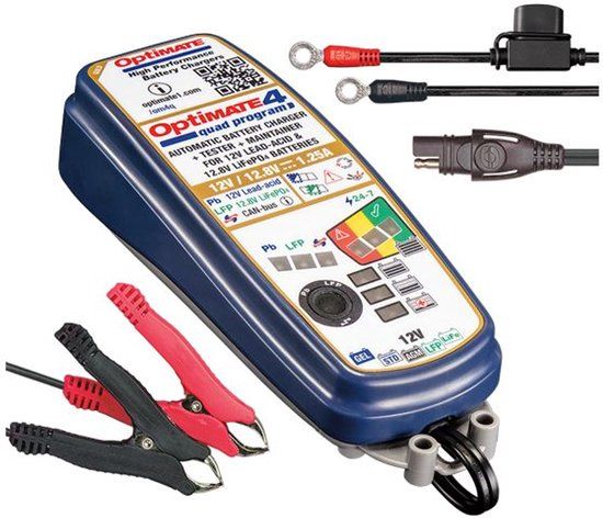 Tecmate OPTIMATE 4 QUAD GOLD Motor Acculader 12V AGM/Gel/Droge Accu
