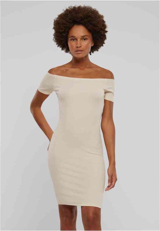 Urban Classics Off Shoulder Rib Korte Jurk - Beige - 5XL