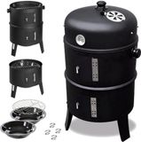 Merkloos / Sans marque Famanu Houtskoolgrill met deksel - Rookgrill, bolvormig - 40x72cm - BBQ, campinggrill + accessoires - Zwart