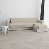 Italian Bed Linen Gewatteerde bankovertrek met schiereiland Trendy, omkeerbaar, 290 cm, crèmekleurig