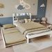 Uitschuifbed Bedframe 90x190 cm – 120x200 cm – Hout – Wit – Ledlichtstrip – Hoofdbord met Rek – Laadfunctie