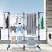 Tringle de lavage - Étendoir pliable - Grande capacité - Inox - XXL - Bleu gris