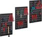 Relaxdays Gereedschapswand van metaal, 25-delige accessoireset, 60 x 118 x 2 cm (h x b x d), 3 geperforeerde panelen, wandmontage, zwart/rood, staal