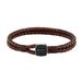 BOSS SEAL Heren Armband - Gevlochten armband - Leer - Bruin - 18 cm