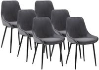 Vente-unique Set van 6 stoelen MASURIE - Fluweel - Grijs