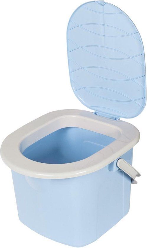 BranQ Toiletemmer Draagbaar met Deksel - 15,5L - Lichtblauw