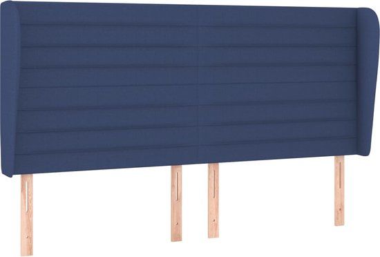 vidaXL Hoofdbord met randen stof blauw 183x23x118/128 cm