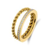 Lucardi Dames Stainless steel ring met zirkonia voor dames - Ring - Staal - Goudkleurig - 19 / 60 mm