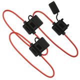 SeKi 3 stuks zekeringhouder 4mm² / AWG12 voor standaard auto-platte steekzekeringen, waterdicht, 30 cm lang, tot 32 V, voor auto, vrachtwagen, boot