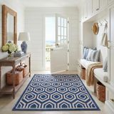 Safavieh Felix multifunctionele tapijt voor binnen en buiten, geweven polypropyleen in marine/beige, 120 x 180 cm