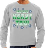 Bellatio Decorations Foute Kersttrui / sweater voor heren - lelijke kersttrui - grijs - kerstkleding XL