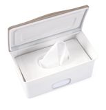 Ubbi Babydoekjesdispenser met verzwaarde plaat en veilige afdichting, kinderkamer en babyverlanglijst essentieel om doekjes vers te houden, taupe