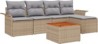vidaXL Tuinbank Set 6-delig Beige en Lichtgrijs Polyrattan