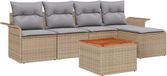 vidaXL Tuinbank Set 6-delig Beige en Lichtgrijs Polyrattan