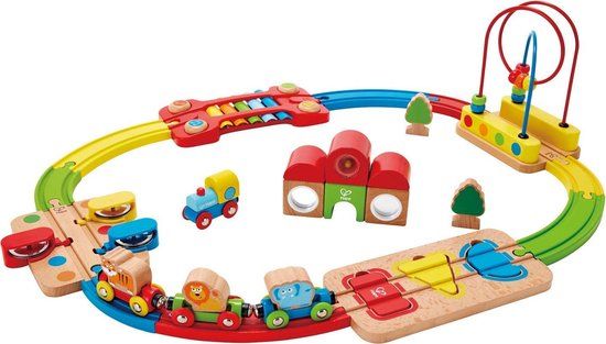 Hape Treinset Regenboograils 30-delig - Houten Treinbaan voor Kinderen - Multicolor
