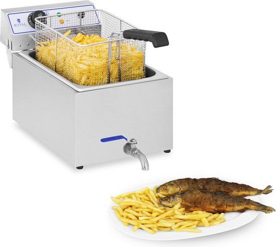 Royal Catering Frituurpan - Friteuse - Elektrisch - 17 L - 3000W - Zilver