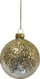 Driesprong Collection Kerstbal lijn glitter transparant/goud 8 cm