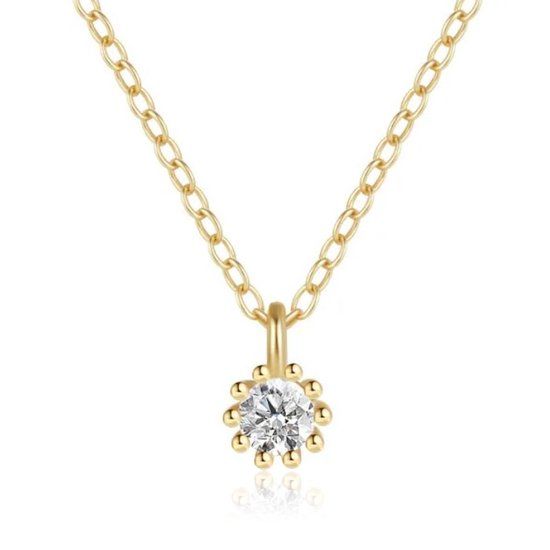 Elenza AMS Elenza Goudkleurige Ketting met Heldere Zirkonia in 925 Sterling Zilver