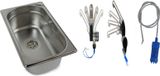 Inox spoelbak 265x160x100 mm. Geschikt voor camping. Spoelbak/wastafel met kraan en pomp. Q