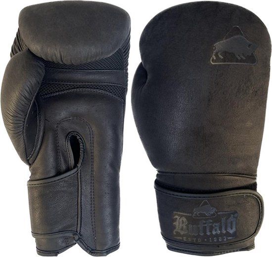 Buffalo Leather bokshandschoenen zwart 14oz