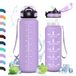 Vikaster Sportdrinkfles, drinkfles met rietje, 1000 ml, lekvrij, BPA-vrij, sportfles voor camping, yoga, school, gym, outdoor