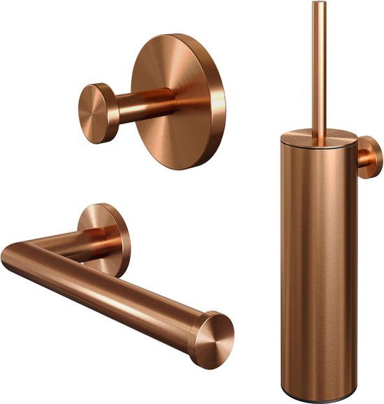 Brauer Copper Edition Toilet Accessoireset - 3-delig - PVD - geborsteld koper - RVS - 5 jaar garantie