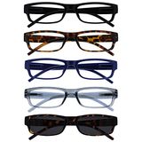 Leesbril The Reading Glasses RRRRRS32-12372 1,50 leesbril, zwart, bruin, blauw, grijs, met zonlicht, 5 stuks
