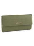 Lazarotti Leren portemonnee Bologna Leather Wallet With 12 Card Slots Olive olijfgroen