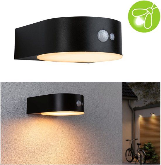Paulmann Eileen Solar Wandlamp - Zwart - LED - 3000K - Met bewegingssensor