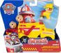 Paw Patrol Ruben, pompier, véhicule avec 2 projectiles, 15 cm, camion benne, figurine de pompier, 2 accessoires, à partir de 3 ans
