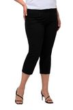 Ulla Popken - Dames - 7/8-Broek Mony kuitlang ritszakken stretch - Zwart - Maat 44