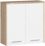 Akord Hangende Badkamerkast FIN W60 met 2 Deuren Sonoma Eik - Wit 60 x 60 x 22,5 cm