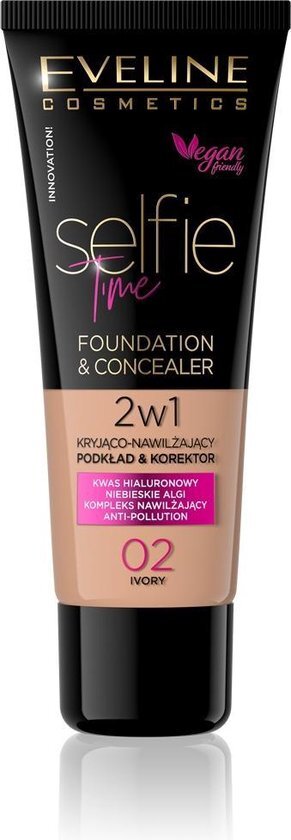 Eveline Cosmetics Selfie Time Foundation & Concealer 02 Ivory 30ml.