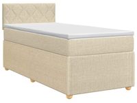 vidaXL Boxspringbed met matras, crèmekleurig, 90 x 200 cm, stof