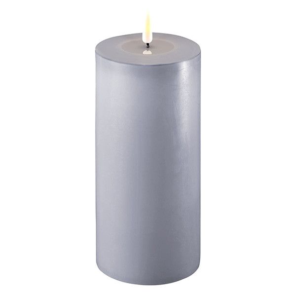 LED Candle 10 x 20 cm | Dust Blue | 3D Flame | Deluxe HomeArt