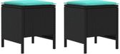 vidaXL Repose-pieds en polyrotin noir et turquoise