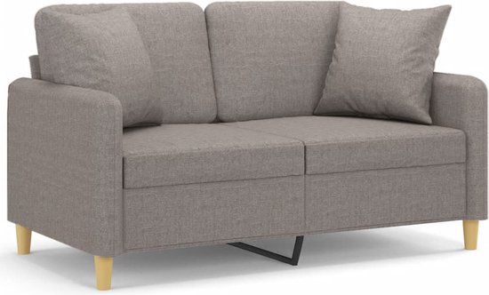 vidaXL Tweezitsbank met sierkussens 120 cm stof taupe