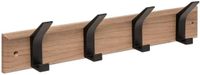 5Five Kapstok - 4 ophang haken - RVS - bruin/zwart - 45 x 10 cm - wandkapstok
