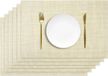 Unyqoos® Set van 6 Beige Weefpatroon PVC Placemats voor Tafelbescherming en Decoratie